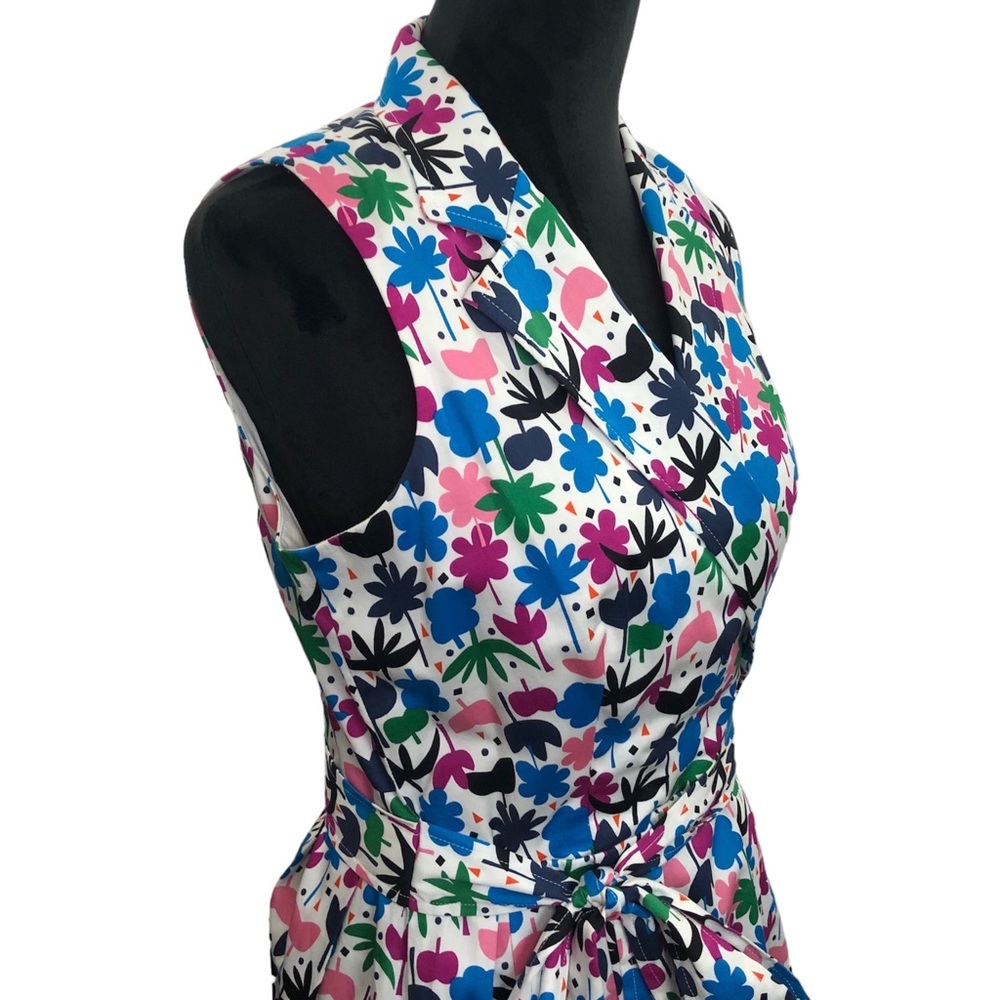 Anne Klein Iznik Blue Orchid Faux Wrap Sleeveless Midi Dress Size 6 New - Picture 2 of 10